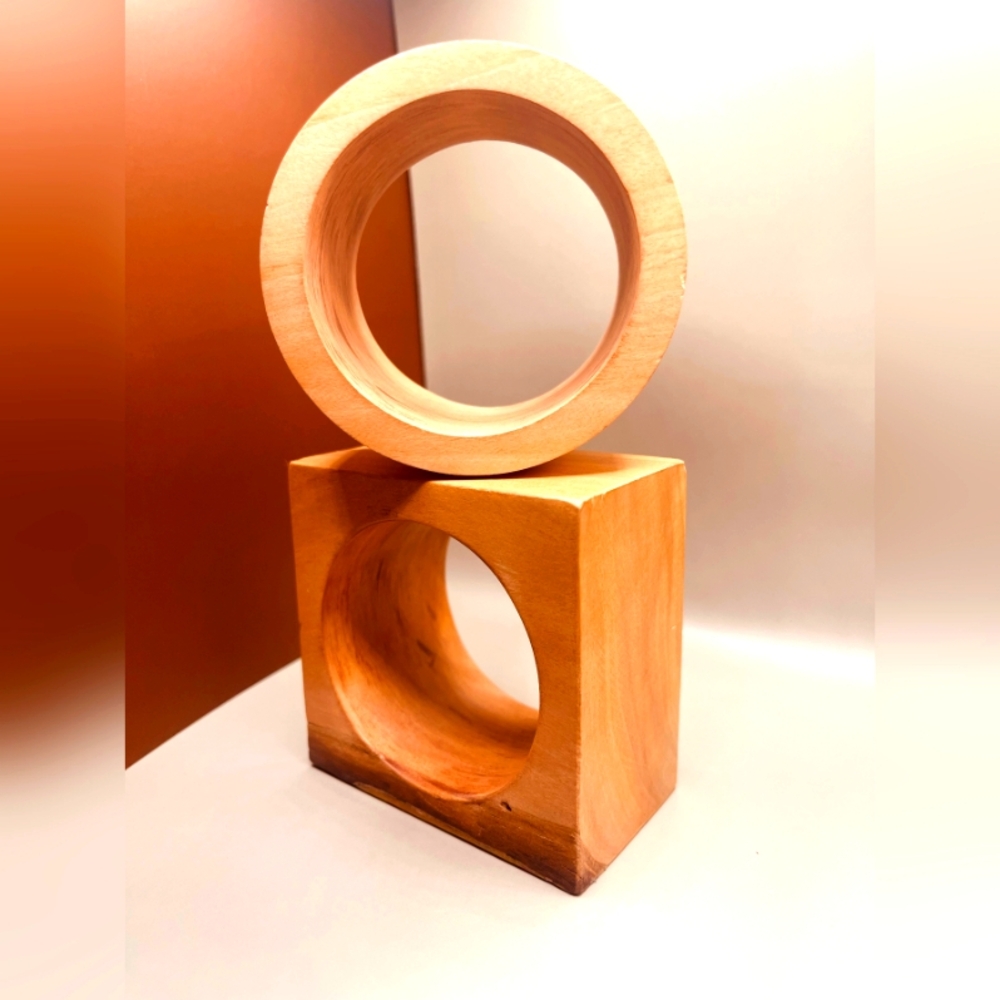 Soft Honey Brown Wide Wooden Bracelet - Light Brown (Square)